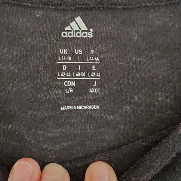 Adidas/ gray long sleeve burn out tee - Picture 2 of 4